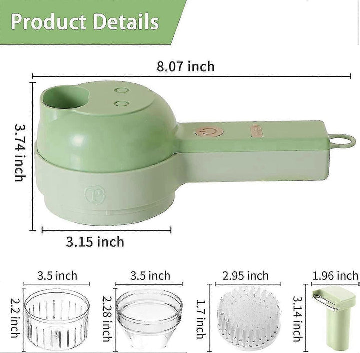 Lisslune | SnijGemak 4-in-1 Electric Vegetable Slicer – Rechargeable & With Collection Bin
