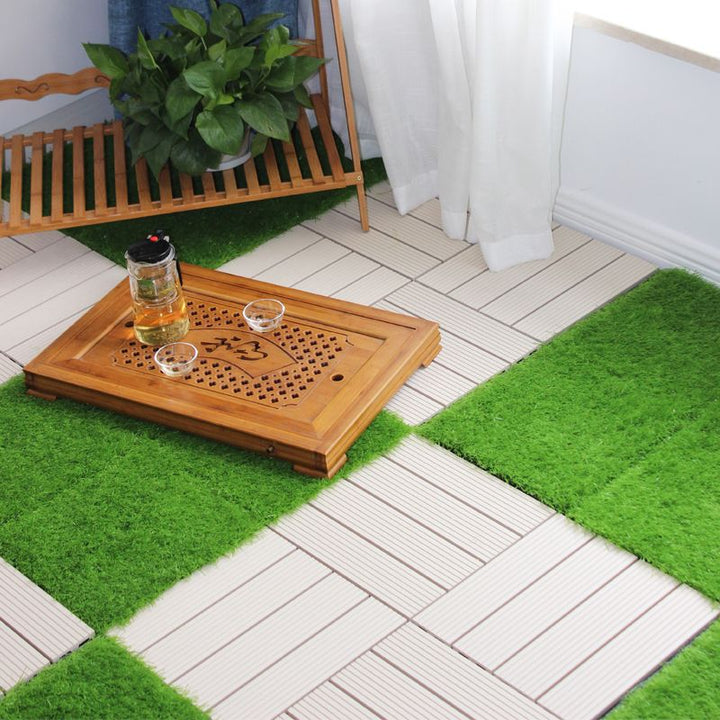 Lisslune | Square Click Patio Floor Tiles Stripe Pattern Tile Set Floorboard