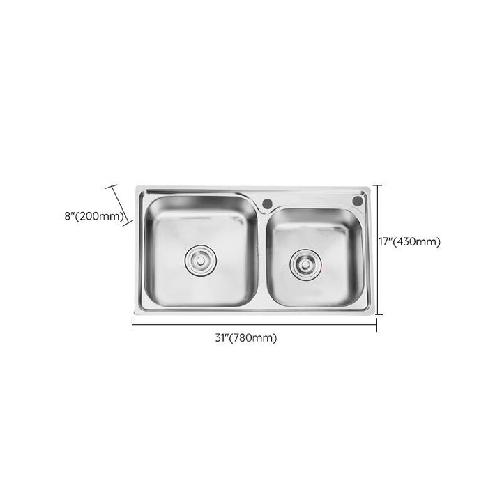 Lisslune | Classic Style Kitchen Sink Stainless Steel Kitchen Sink with Drainage Hole Kit