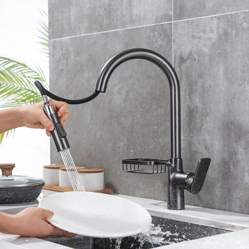 Lisslune | Goose Neck Kitchen Sink Faucet Three-Way with Pull-Down Spray Head