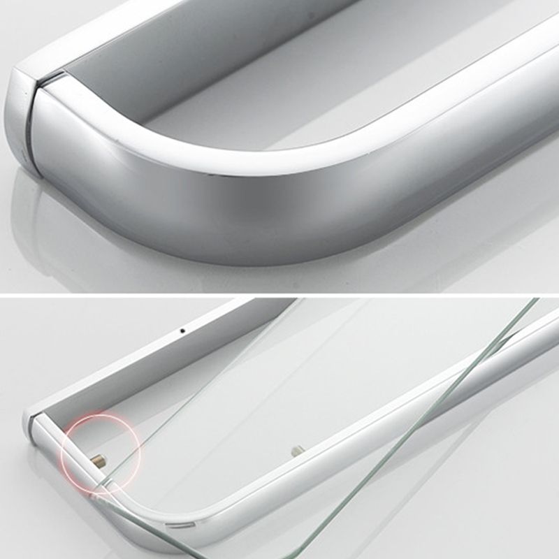 Lisslune | Contemporary silver bathroom set with bathroom shelf and towel rail