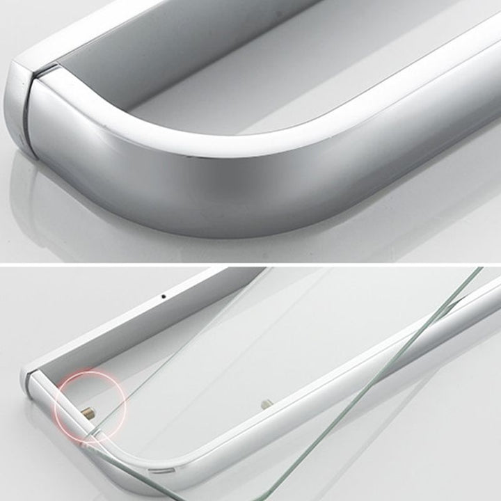 Lisslune | Contemporary silver bathroom set with bathroom shelf and towel rail