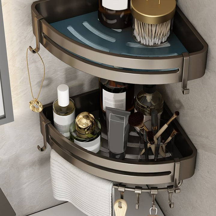 Lisslune | Contemporary Bathroom Accessory Set 3-piece Bath Shelf with Hooks