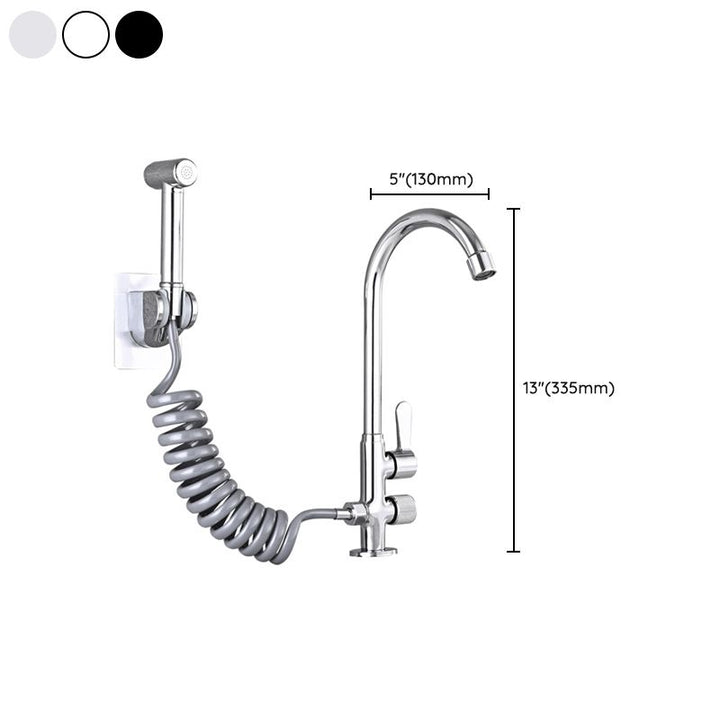 Lisslune | Single Cold Water Valve Uniform Color High Arc Deck Mounted Bathtub Faucet