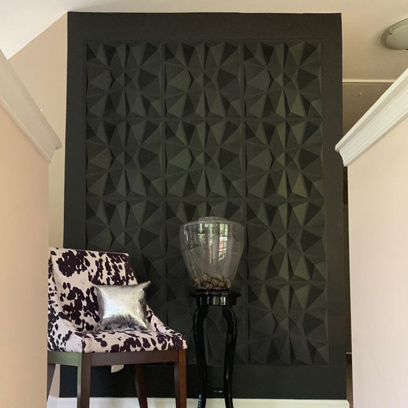 Lisslune | Modern Zinc Back Wall Panel Smooth Upholstered Wall Ceiling in Black and White