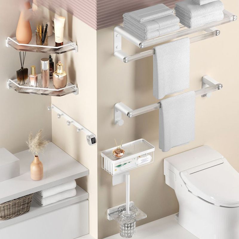Lisslune | White & Clear Acrylic Bath Accessory Set with Towel Holder/Paper Holder/Bathrobe Hook