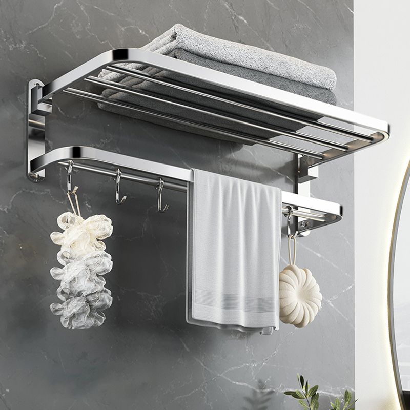 Lisslune | Polished Chrome Modern Bathroom Accessory Set in Stainless Steel with Bath Shelf/Towel Rail