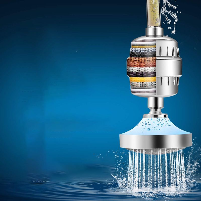 Lisslune | 5 Sprays Showerhead Wall Mount Silver Round Fixed Showerhead