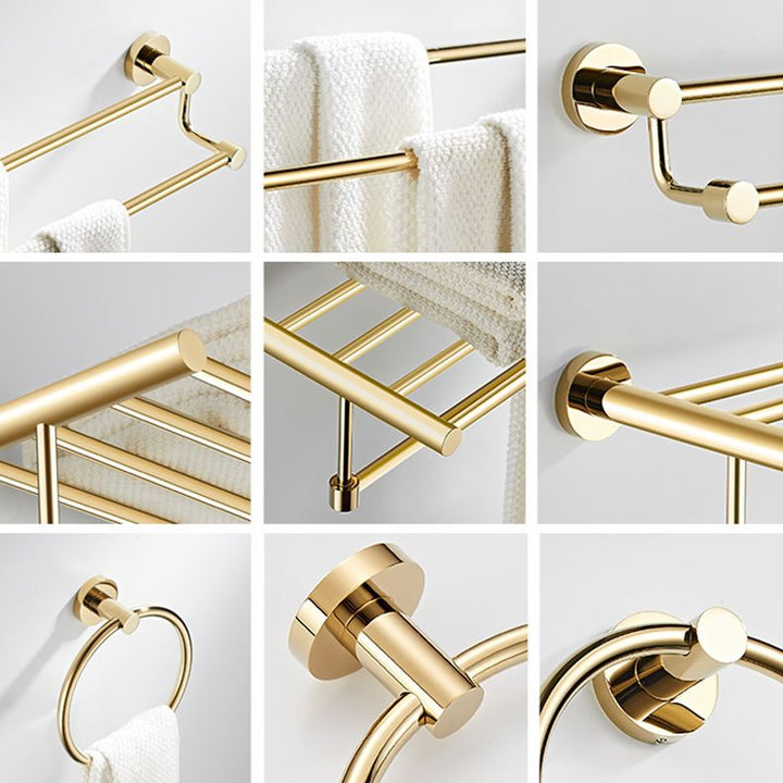 Lisslune | 4 Pieces Traditional Bathroom Accessory Set Brass Bathroom Set in Matte Gold