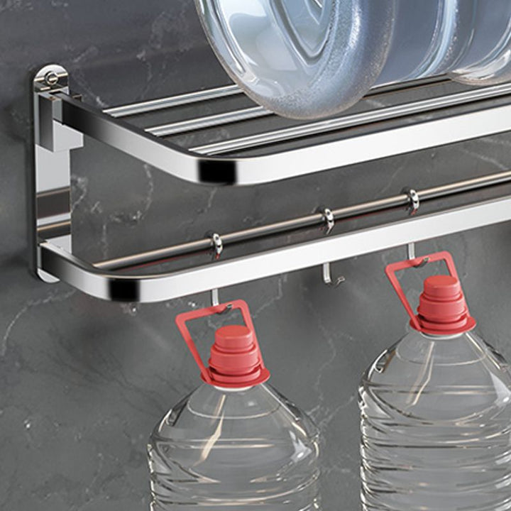 Lisslune | Polished Chrome Modern Bathroom Accessory Set in Stainless Steel with Bath Shelf/Towel Rail