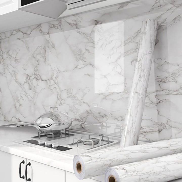 Lisslune | Contemporary waterproof single tile marble print peel and stick bathroom backsplash tile