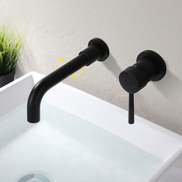Lisslune | Industrial Sink Faucet Brass Lever Handles Low Arc Wall Mounted Bathroom Faucet