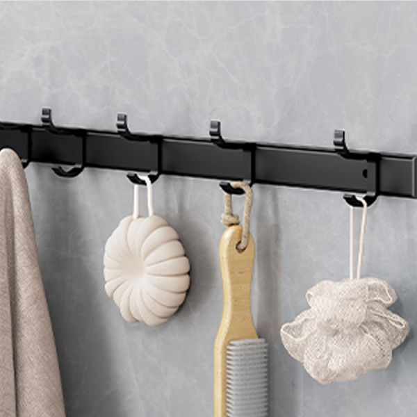 Lisslune | Classic Bathroom Accessories Set in Aluminum Black Finish Bathrobe Hook / Towel Bar