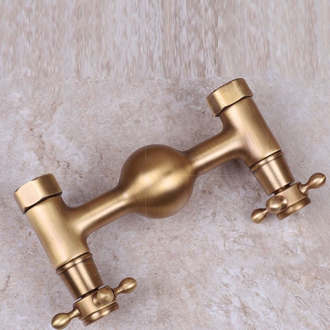 Lisslune | Vintage Bathtub Faucet Two Cross Handle Faucet Solid Copper Wall Mounted Faucet