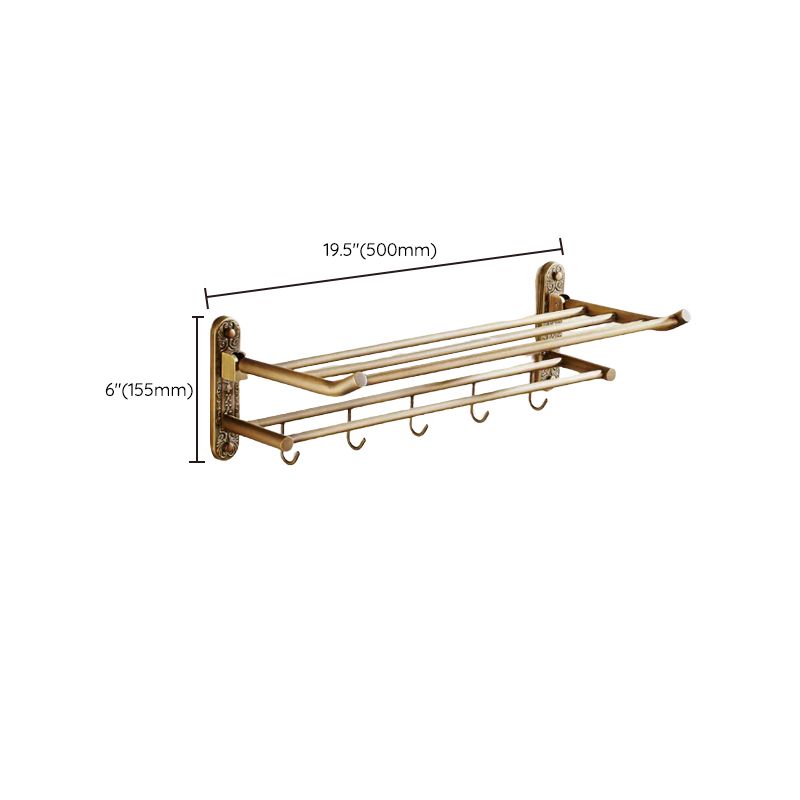 Lisslune | Worn Brass Traditional Bathroom Set with Bath Shelf/Paper Holder & Towel Bar