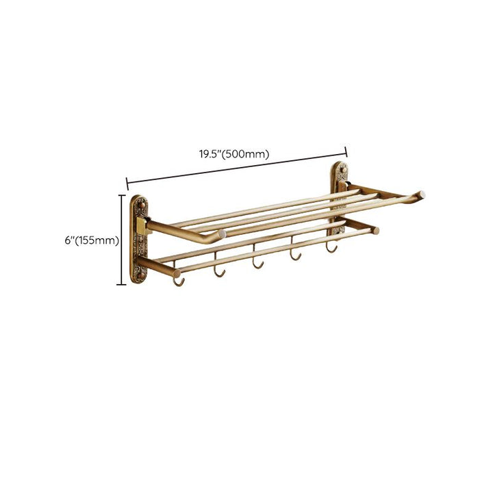 Lisslune | Worn Brass Traditional Bathroom Set with Bath Shelf/Paper Holder & Towel Bar