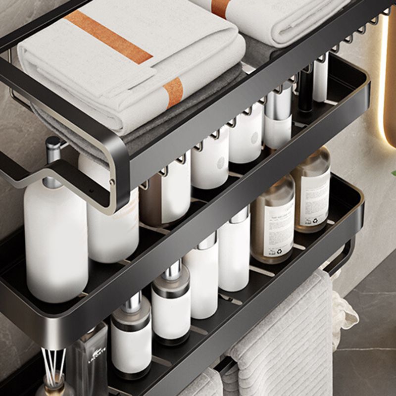 Lisslune | Modern Bathroom Set Matte Black Bathroom Shelf Towel Rack Bathroom Accessories Set
