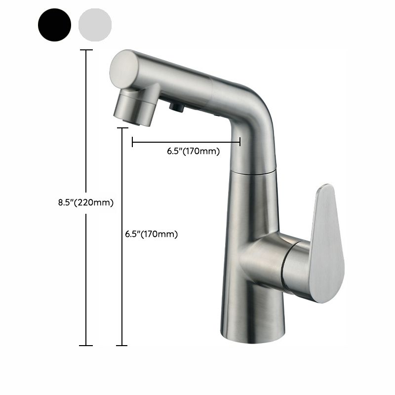 Lisslune | Contemporary Vessel Faucet Pull-Out Faucet with Single Lever Handle