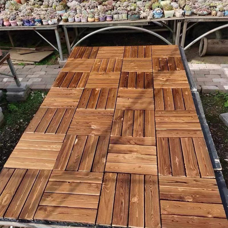 Lisslune | Tradition wood tile wire-brushed square engineered wood for patio garden