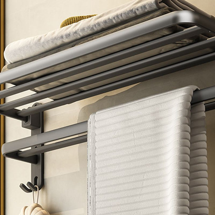 Lisslune | Contemporary Bathroom Accessory Set Gray Aluminum Bathroom Shelf/Towel Holder/Bathtub Hook