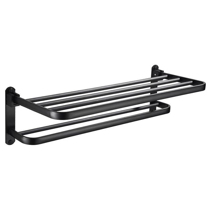Lisslune | Modern Classic Bathroom Hardware Set Matte Black Bathrobe/Towel Rack & Bathroom Shelf