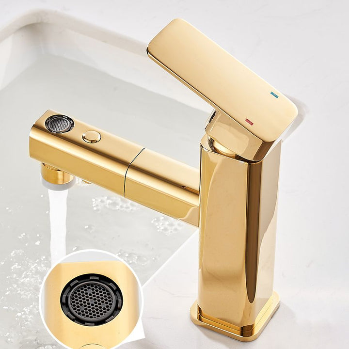 Lisslune | Luxury Extendable Basin Faucet Cubic Low Arc Vanity Faucet