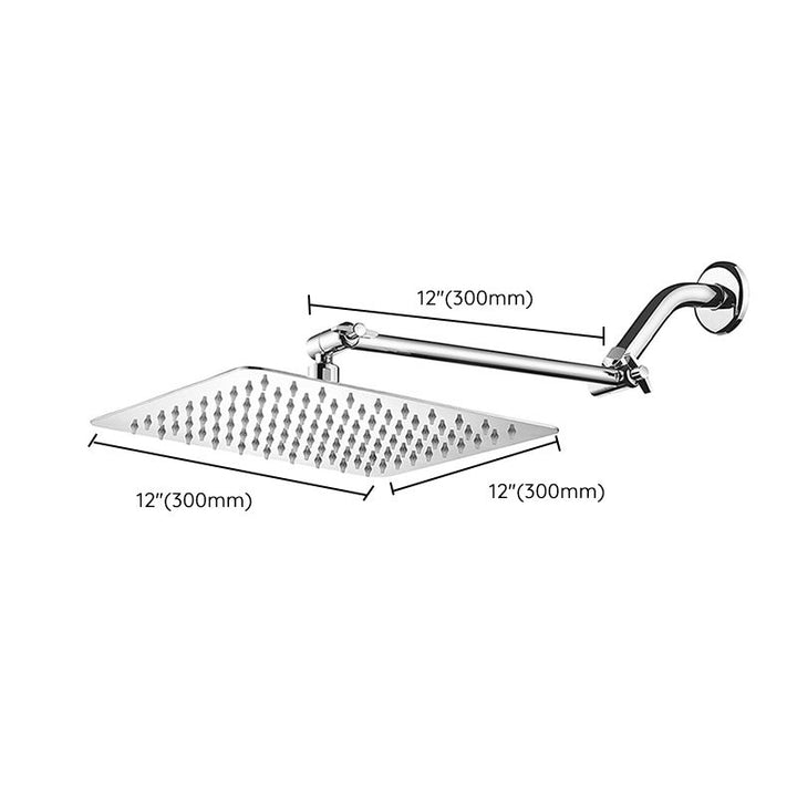Lisslune | Contemporary Shower Combo Fixed Shower Head Stainless Steel Wall Mounted Square Shower Head