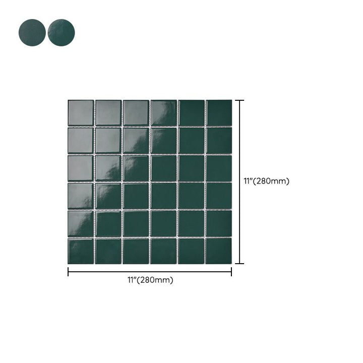 Lisslune | Square Mosaic Peel & Stick Tile in Green Water-resistant Mosaic Tile