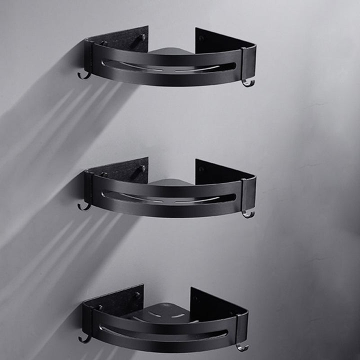 Lisslune | Matt Black Modern Bathroom Accessory Set, Set of 3, Bathroom Shelf