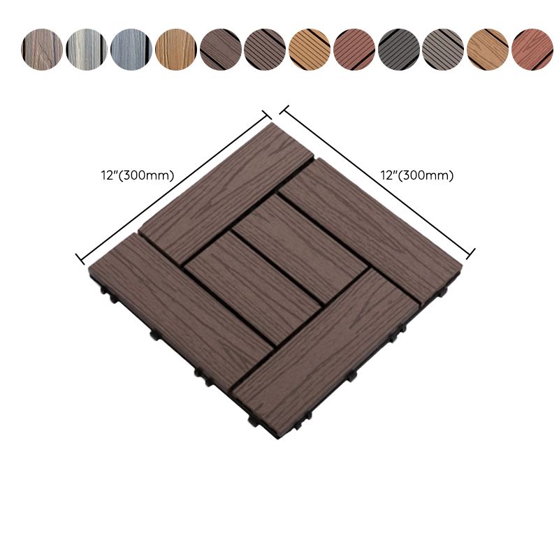 Lisslune | Composite Plank Tiles Striped Pattern Square Deck Flooring Outdoor Patio