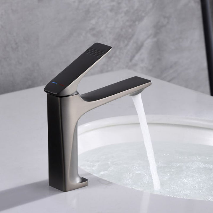 Lisslune | Modern Bathroom Faucet Brass Deep Arc Lever Handle with Faucet Hose