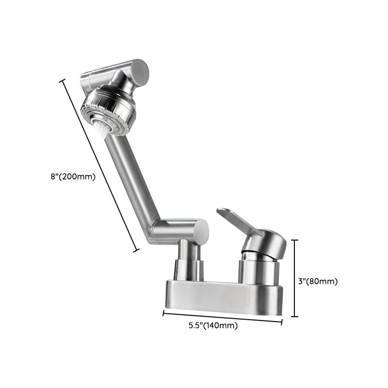 Lisslune | 2 holes sink faucet swivel stainless steel single handle central mount faucet