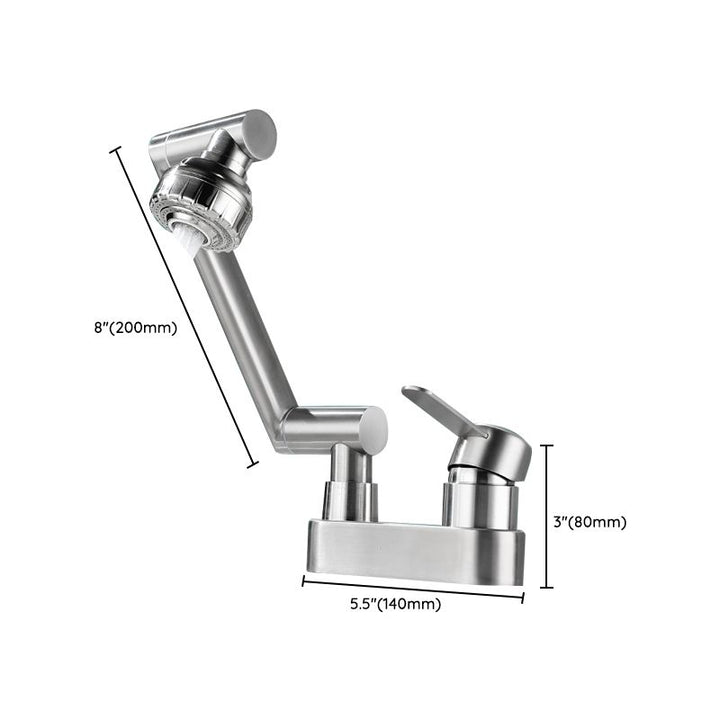 Lisslune | 2 holes sink faucet swivel stainless steel single handle central mount faucet