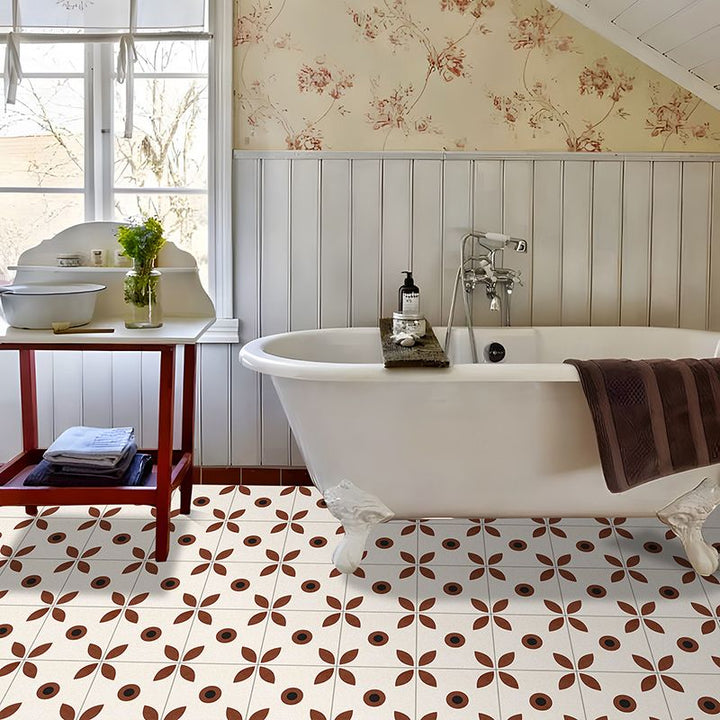 Lisslune | Indoor Vinyl Flooring Floral Pattern Peel and Stick Waterproof Square Vinyl Floor