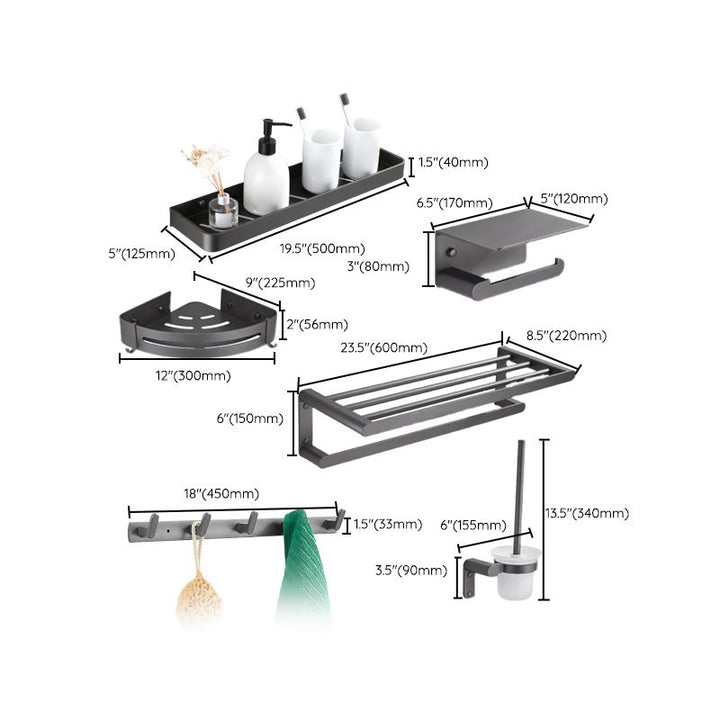 Lisslune | Modern Gray Bathroom Accessory As a Single Piece or As a Set Made of Metal