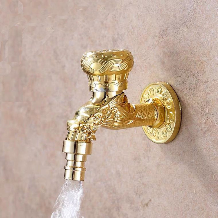 Lisslune | Vintage Classic Sink Faucet Zinc Single Handle Dragon Embossing Wall Mounted Faucet