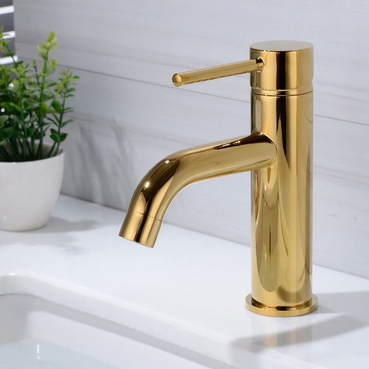 Lisslune | Modern 1-Hand Basin Faucet Gold Brushed Sink Faucet Brass