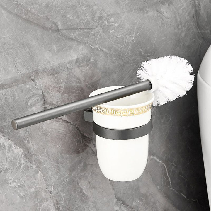 Lisslune | Gray 6/7-piece modern bathroom accessory set bathroom shelf/towel hooks/towel bar included