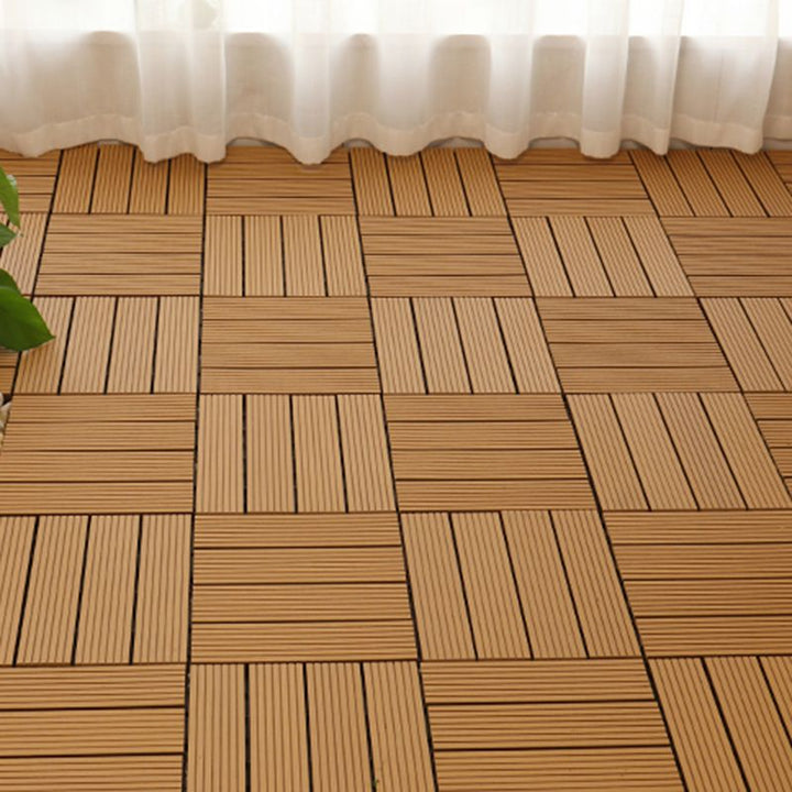 Lisslune | Square PVC Deck/Patio Floor Tiles Interlocking Installation Outdoor Patio Tiles