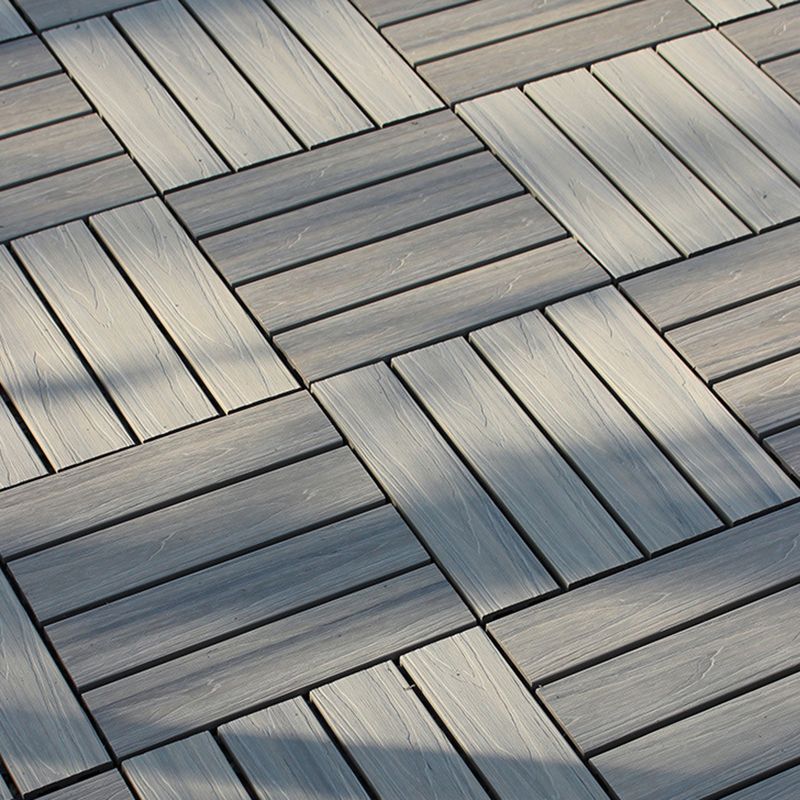 Lisslune | 12" X 12" 4-Slat Square PVC Floor Tiles Snap-Fit Installation Floor Tiles