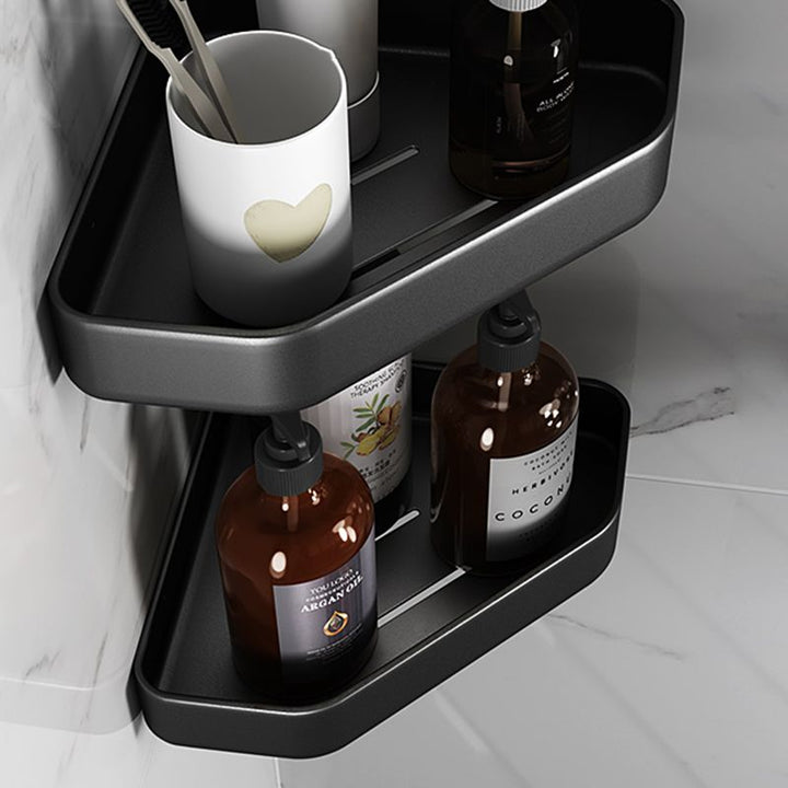 Lisslune | Matt black bathroom accessories set Modern anti-rust 1/2/3-piece bathroom shelf