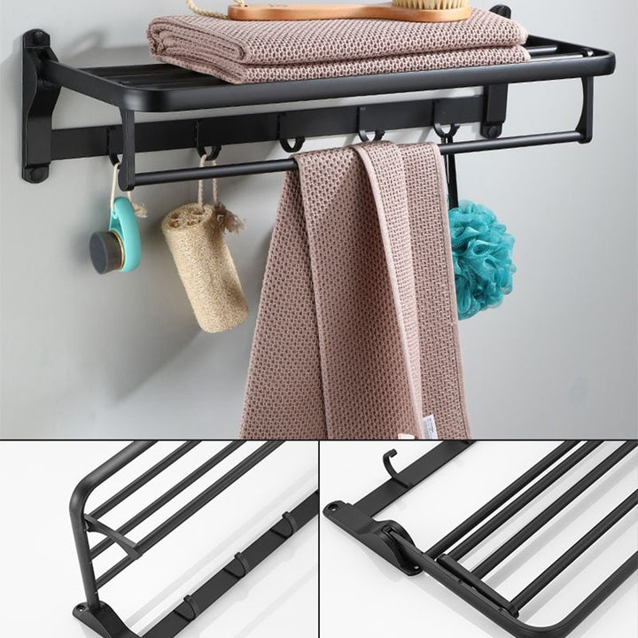 Lisslune | Contemporary Bathroom Accessory Set Black Surface Bathrobe Hook/Towel Ring Bar