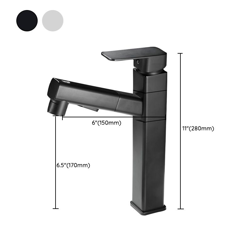 Lisslune | Bathroom faucet with pull-out lever handle single-hole sink faucet