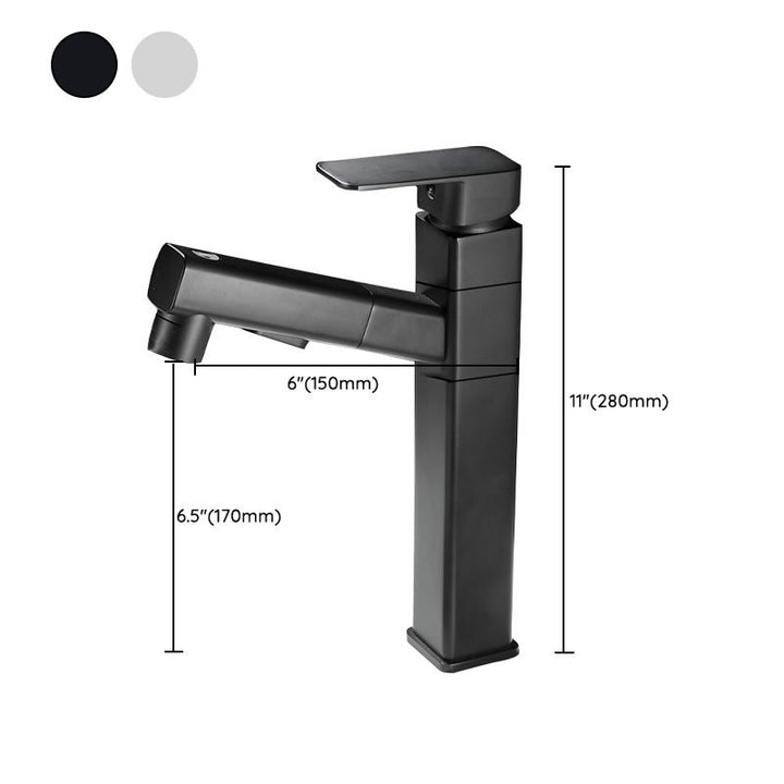 Lisslune | Bathroom faucet with pull-out lever handle single-hole sink faucet