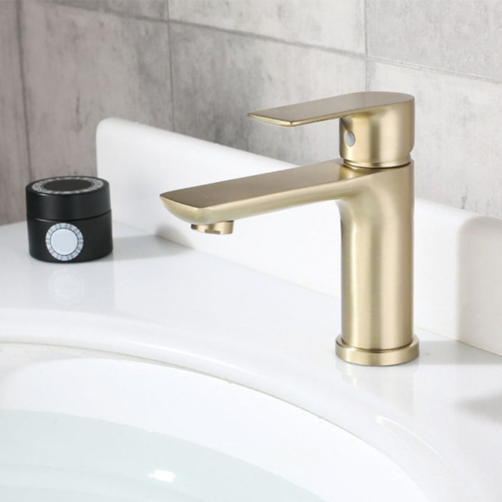 Lisslune | Modern Brass Sink Faucet Single Hole Bathroom Faucet Lever Handle Tap