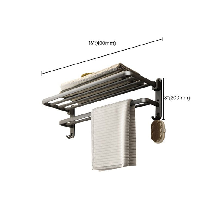 Lisslune | Contemporary Bathroom Accessory Set Gray Aluminum Bathroom Shelf/Towel Holder/Bathtub Hook