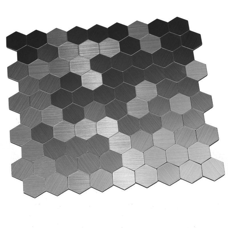 Lisslune | Hexagonal Mosaic Tiles Metal Peel and Stick Tiles for Kitchen and Bathroom, 11.8" x 11.8"