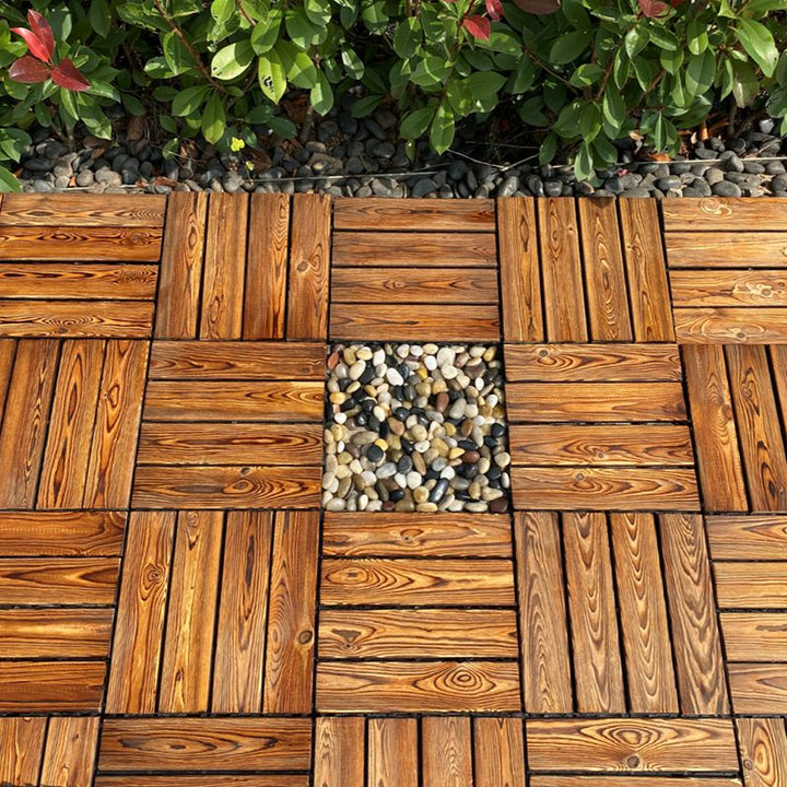 Lisslune | Outdoor composite decking tiles with snap-in stripe detail kit decking tiles
