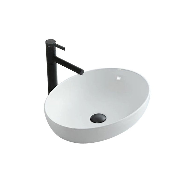 Lisslune | Modern Vessel Bathroom Sink Oval Porcelain with Pop-Up Drain System