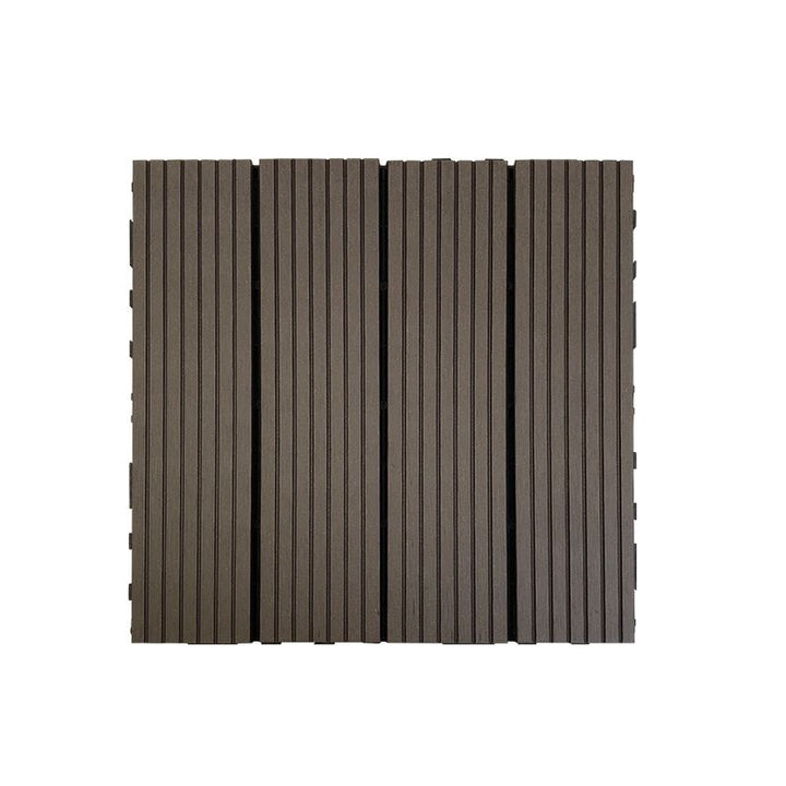 Lisslune | Composite Square Patio Tiles Interlocking Striped Pattern Patio Floor Tiles